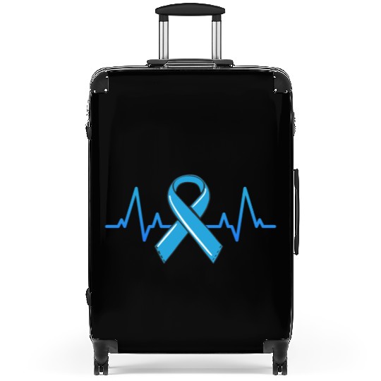 Prostate Cancer Fighter Heartbeat Suitcases Blue Ribbon