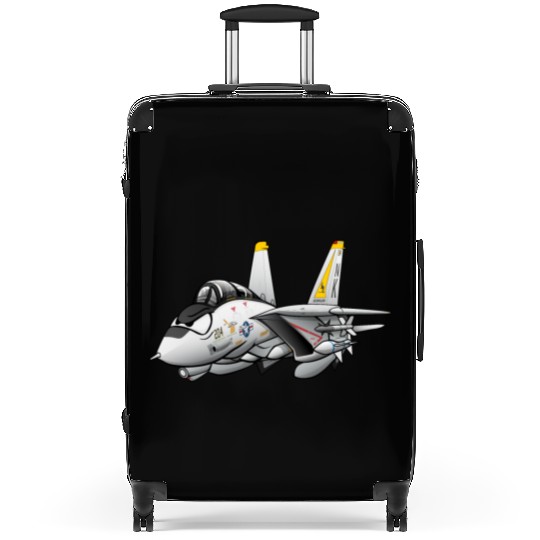 F-14 Tomcat Military Fighter Jet Aircraft Cartoon Suitcases