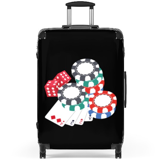 Poker Cards Chips Design for Gambling Poker Fans Suitcases