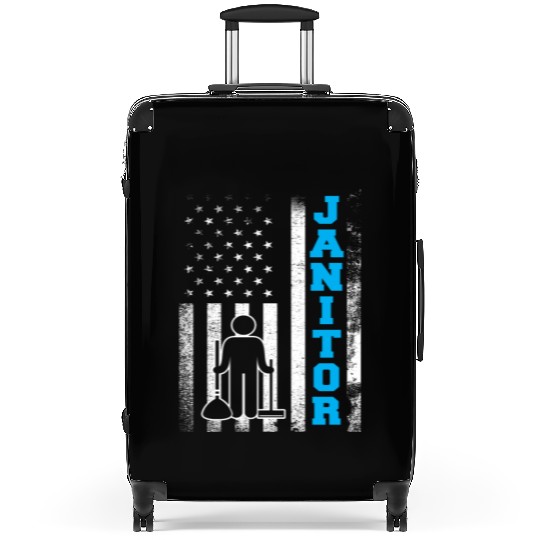 Janitor School Custodian Cleaner Janitors US Flag Suitcases