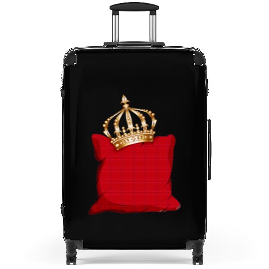 red royal checked pillow with golden crown Suitcases