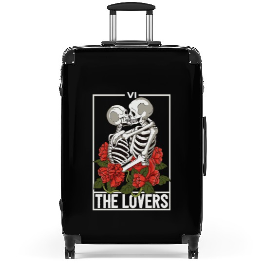 The Lovers Tarot Card Kissing Skulls Skeletons Suitcases