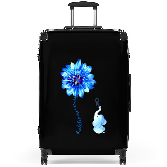 Cute Elephant Diabetes Awareness And Flower Suitcases