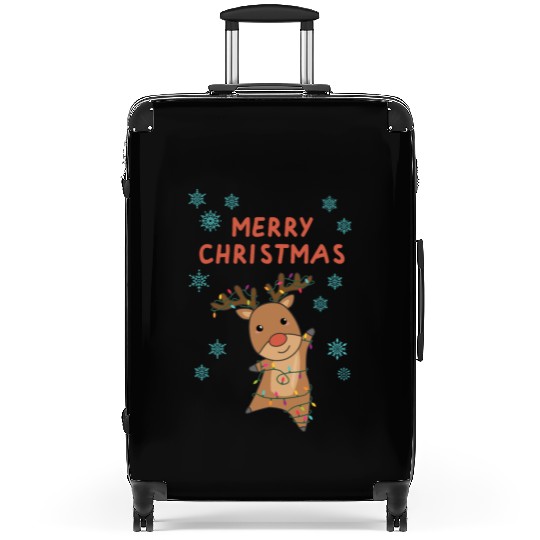 Merry Christmas Rudolph Red Nose Reindeer Snow Suitcases