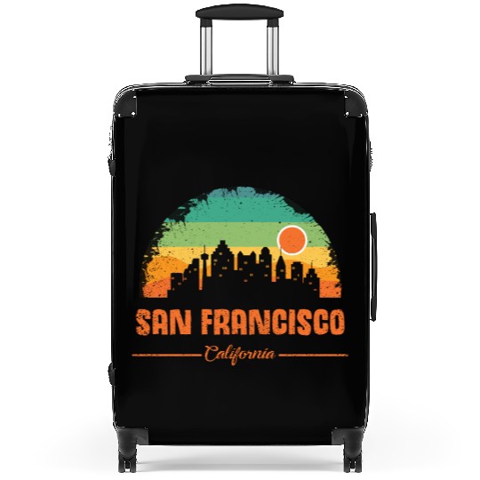 San Francisco California Vintage Retro Stripe Suitcases