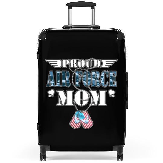 Proud Air Force Mom Us Flag Dog Tags Wings Militar Suitcases