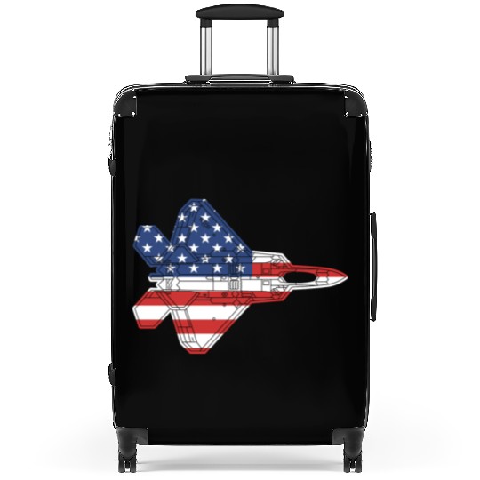 F-22 Raptor Fighter Jet Airplane American Flag F22 Suitcases