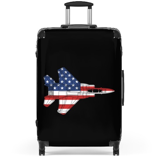 F-15 Eagle Fighter Jet Airplane American Flag F15l Suitcases
