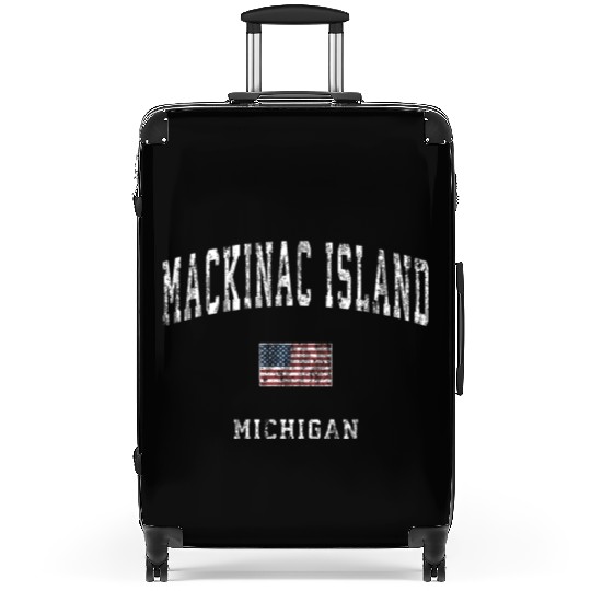 Mackinac Island Michigan MI Vintage American Flag Suitcases