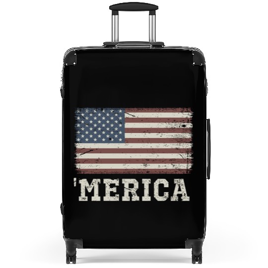 Merica Vintage Usa Flag Suitcases