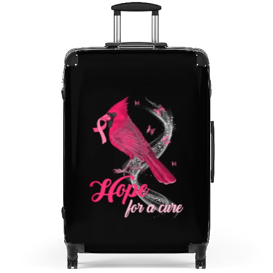 Breast Cancer Cardinal bird hope for a cure Suitcases