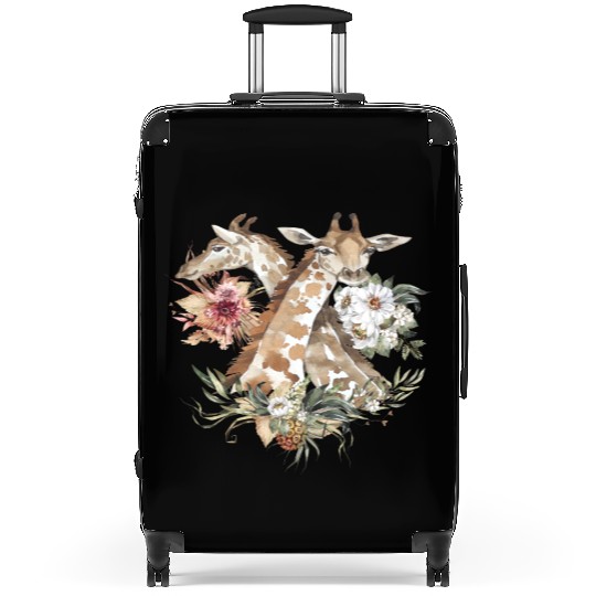 Kids Giraffe Wildflowers Africa Watercolor Motif Suitcases
