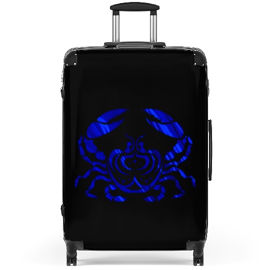 Blue Foil Crab, Tribal Art Style Suitcases