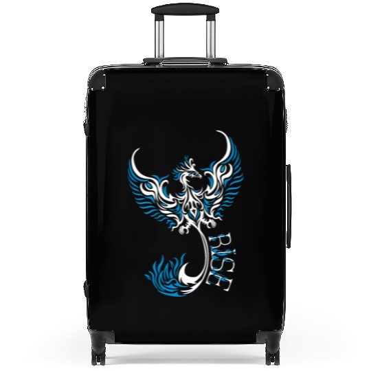 PHOENIX Tattoo/Tribal art - White and Blue,, Suitcases