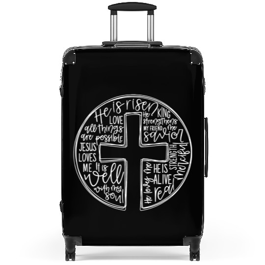 Cross With Words He is Risen Suitcases