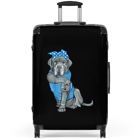 Neapolitan Mastiff Dog Tattoo I Love Mom Suitcases