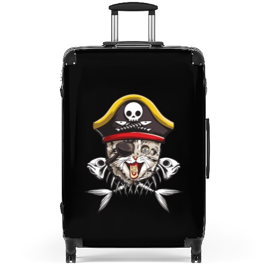 Cat Pirate Jolly Roger Flag Skull Crossbones Capta Suitcases