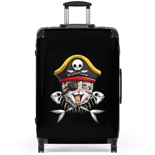 Cat Pirate Jolly Roger Flag Skull Crossbones Capta Suitcases