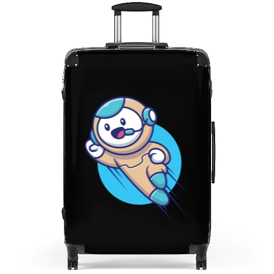 Cute robot flying Suitcases