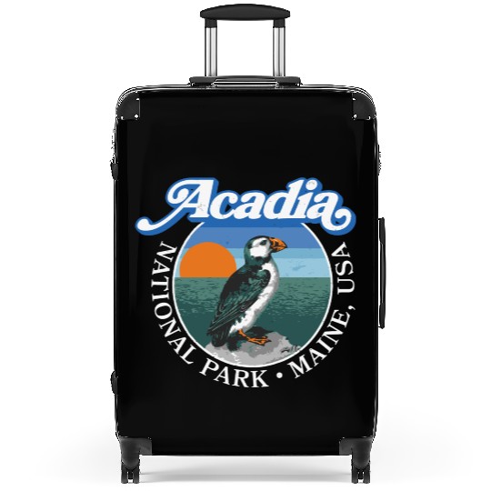Retro Acadia National Park Vintage Maine Puffin Suitcases