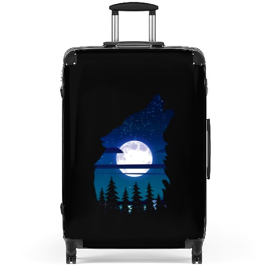 Howling wolf full moon forest howling wild Suitcases
