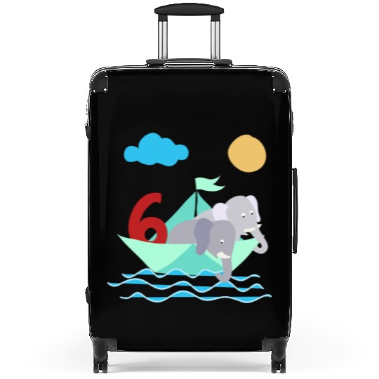 Elephants In Paper Boat Sea 6 Years Birthday Suitcases