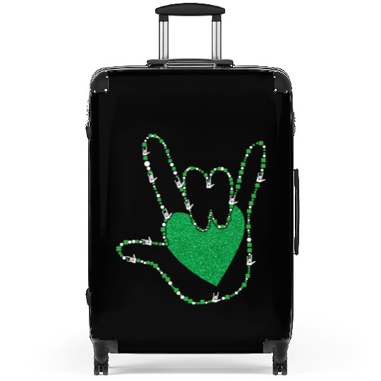 Shamrock I Love You Hands Sign Language ASL Patric Suitcases
