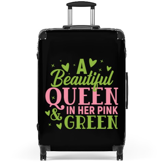 A Beautiful Queen in her Pink and Green | HBCU AKA Suitcases