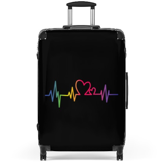 Pride Rainbow heart beat Suitcases