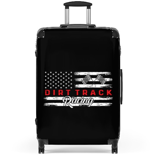 American Flag Dirt Track Racing Car Bike Driver Suitcases