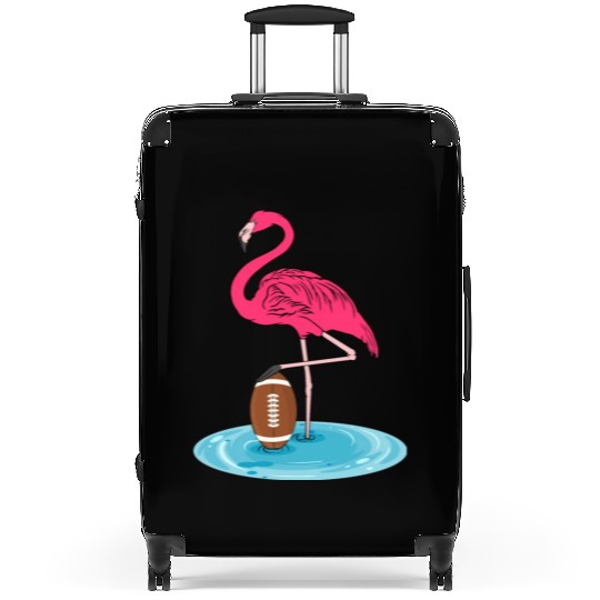 Flamingo Playing American Football Suitcases