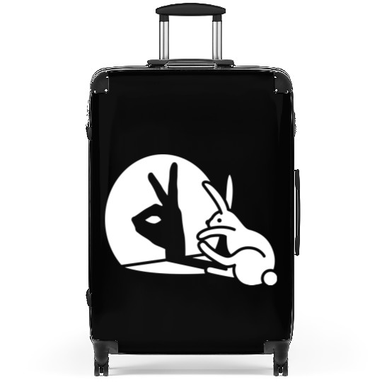 Funny Rabbit hand shadow puppet bunny hare pop art Suitcases