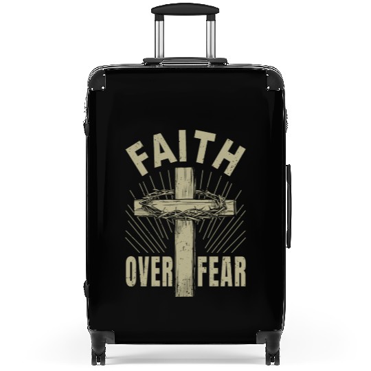 Jesus Christ Cross Faith Over Fear Christian Gift Suitcases