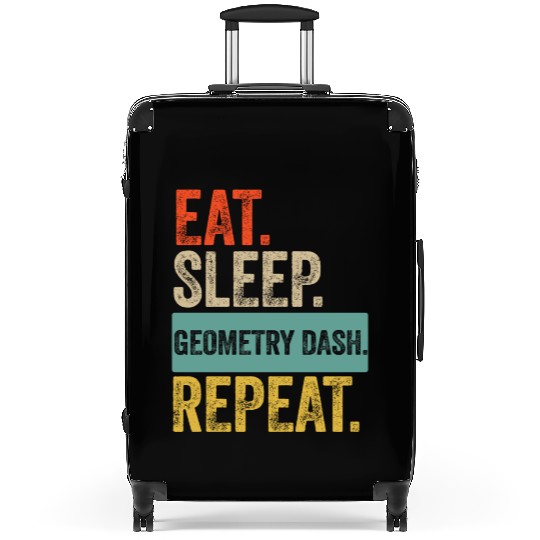 Eat sleep geometry dash repeat retro vintage Suitcases