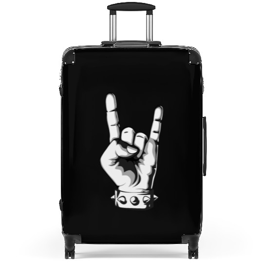 Rock And Roll Finger Sign Music Cool Rock Band Pun Suitcases