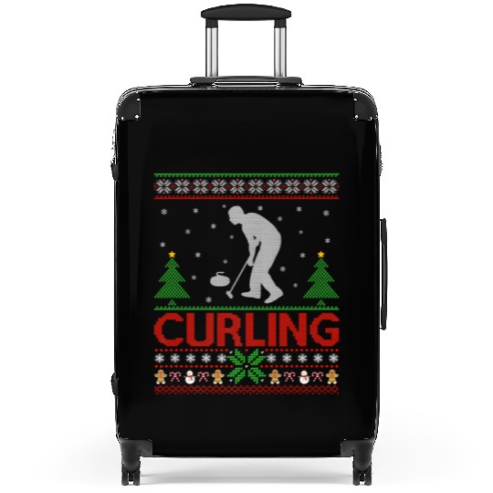 Curling Sports Lover Santa Ugly Curling Christmas Suitcases