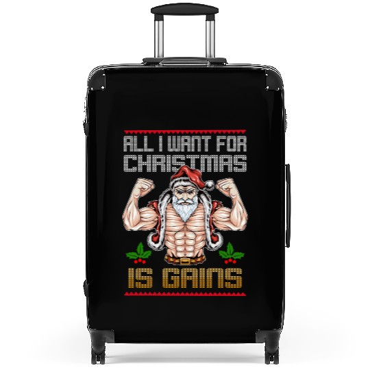 All I Want For Christmas Is Gains Workout Gym Suitcases