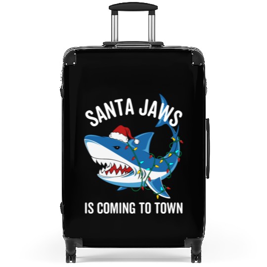 Santa Jaws Is Coming To Town Funny Christmas Shark Suitcases