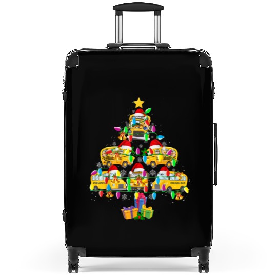 School Bus Christmas Tree Funny Santa Bus Driver Suitcases