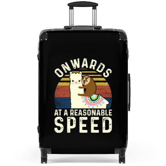 Vintage Style Sloth Riding Alpaca - Funny Llama Suitcases