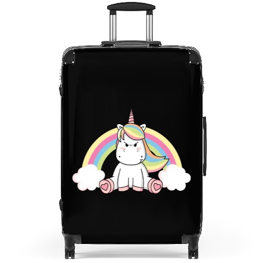 Grumpy Unicorn Evil Bad Mood Unicorn Rainbow Suitcases