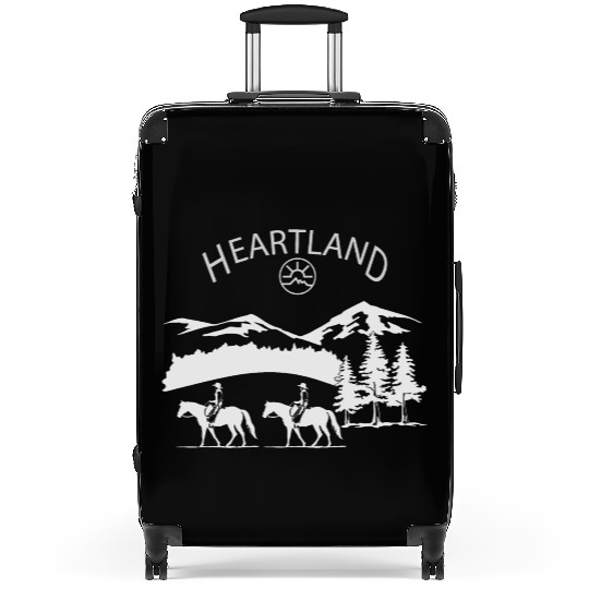 heartland ranch, heartland, sunset, vintage, retro Suitcases