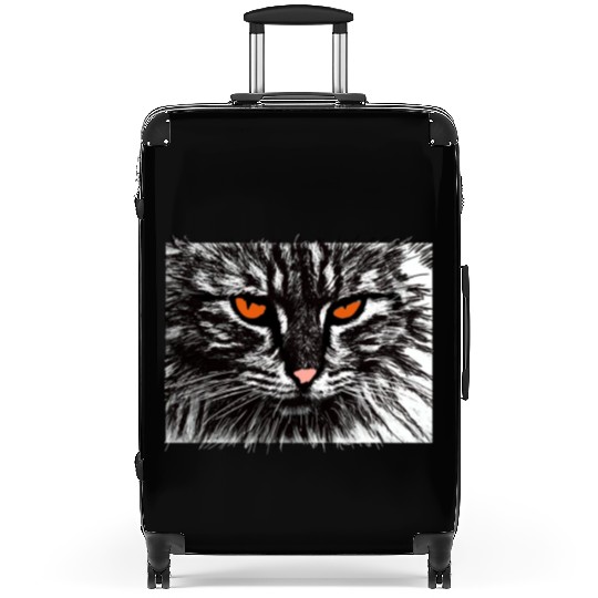 funny cat face Suitcases