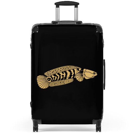black and gold channa snakehead fish illustrations Suitcases