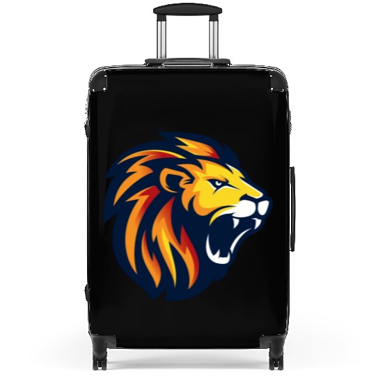 angry lion face Suitcases