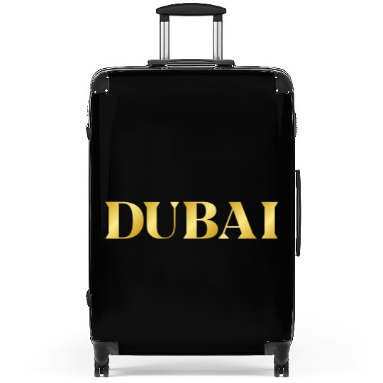 Modern Gold Glam Dubai City Typography Suitcases
