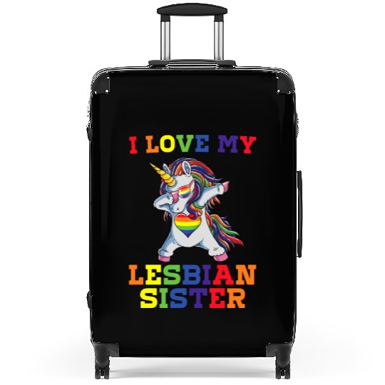 I Love My Lesbian Sister LGBT Gay Ally Unicorn Pun Suitcases