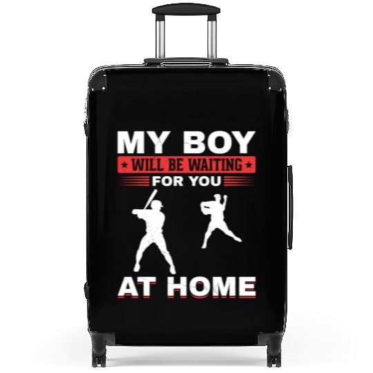 Son Baseball Catcher Pitcher Batter Dad Mom Suitcases