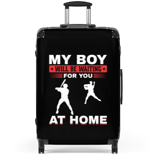 Son Baseball Catcher Pitcher Batter Dad Mom Suitcases