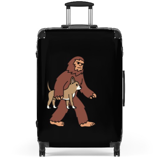 Bigfoot Sasquatch Walking Chihuahua Suitcases